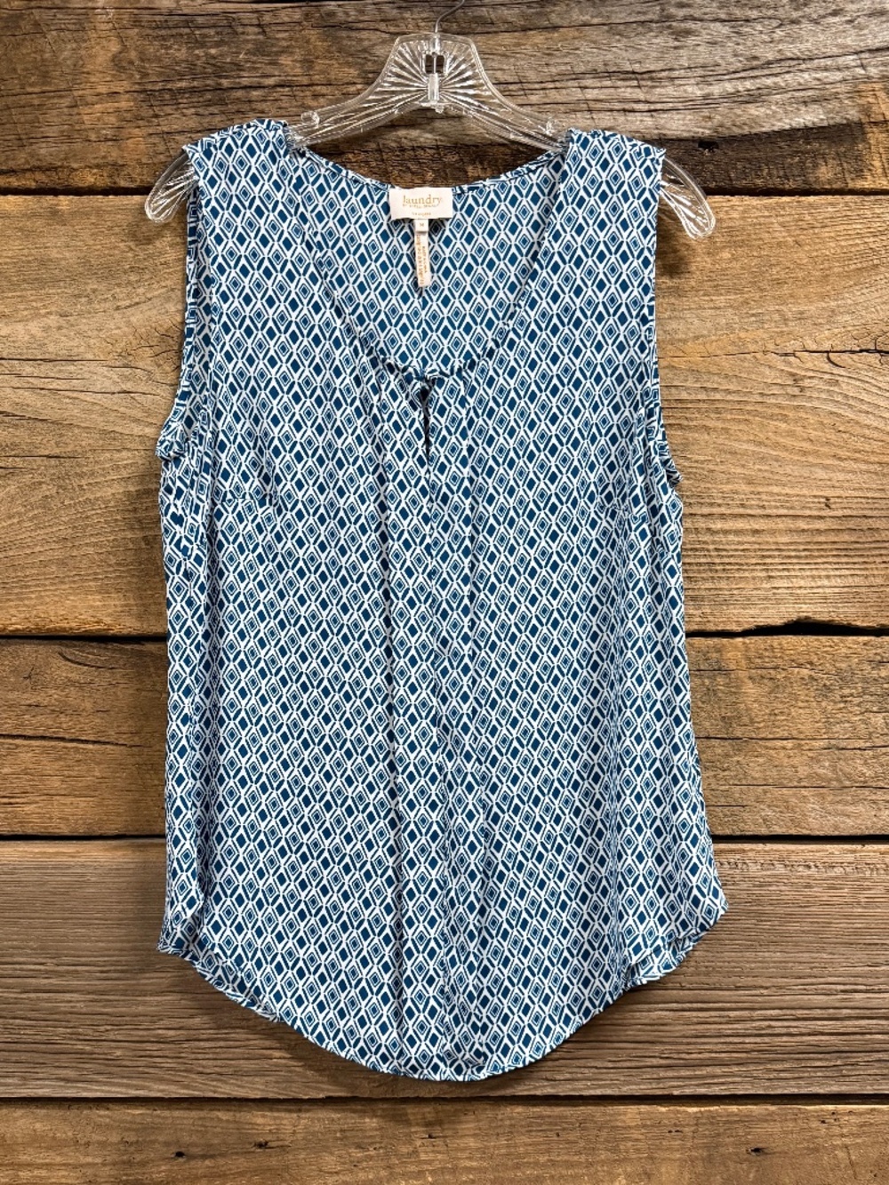 Laundry by Shelli Segal sleeveless shell, blue/white, med